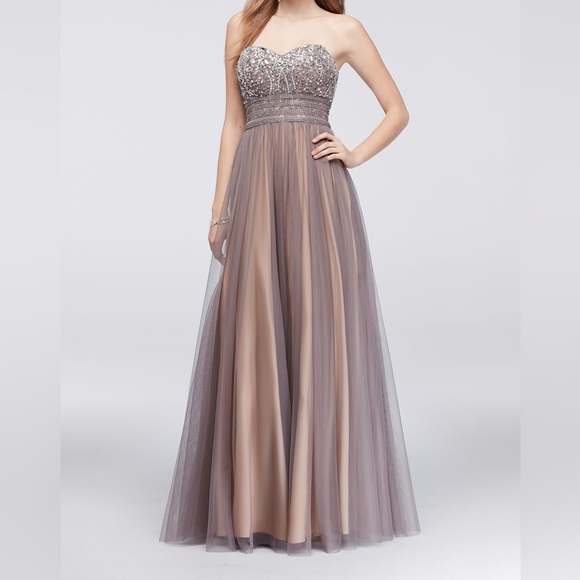 Blondie Nites Dresses & Skirts - Blondie Nites Strapless Beaded Gown Champagne